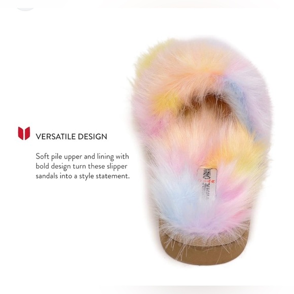 Minnetonka Lyla Slipper Rainbow Fuzzy Unicorn NEW - Picture 5 of 15